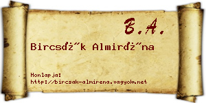Bircsák Almiréna névjegykártya